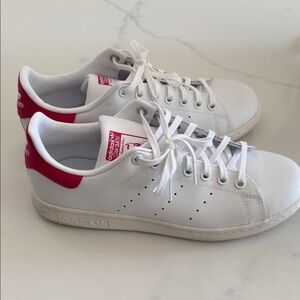 Adidas White Sneakers with Red Highlights